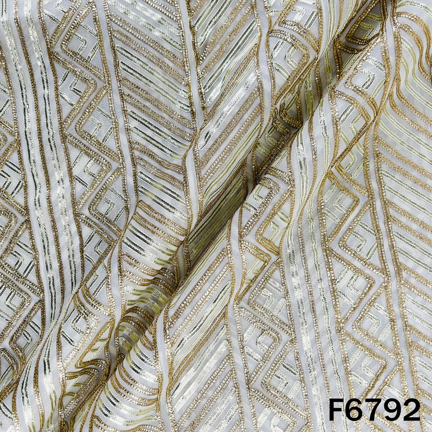 Dyeable Gota Patti Georgette Fabric - F6792