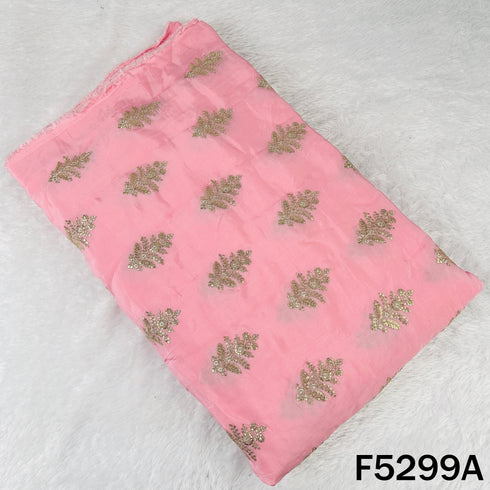 Zari Sequins Embroidered Chinnon Chiffon Fabric - F5299