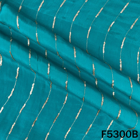 Zari Sequins Embroidered Chinnon Chiffon Fabric - F5300