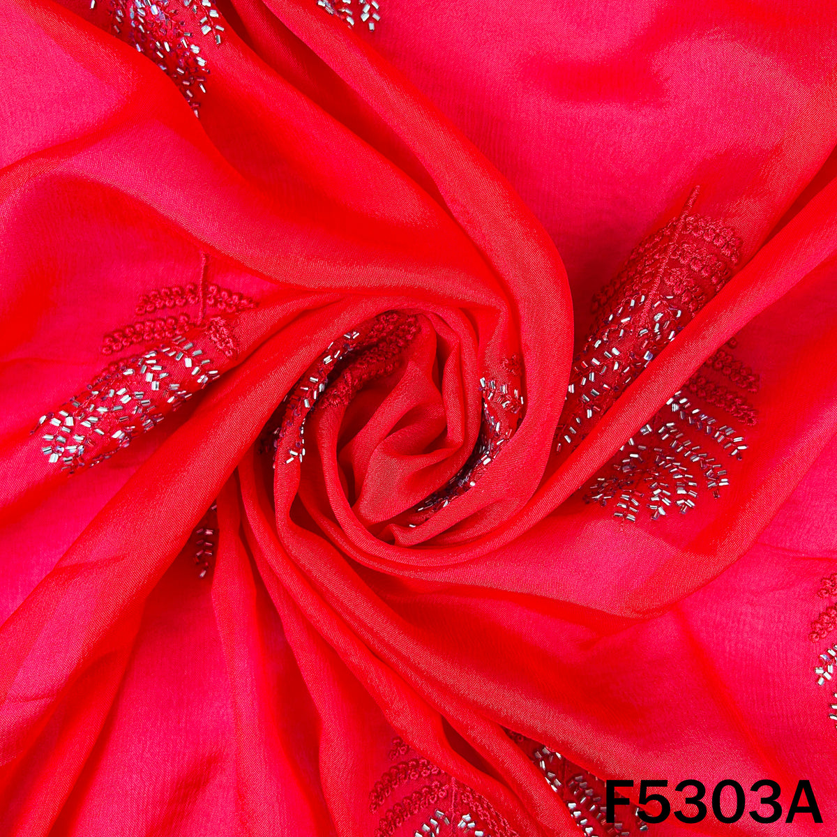Cut Dana Thread Work Chinnon Chiffon Fabric - F5303