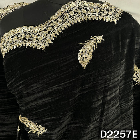 Zari Sequins Embroidered Crush Velvet Dupatta - D2257