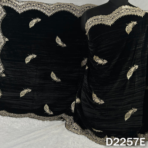 Zari Sequins Embroidered Crush Velvet Dupatta - D2257