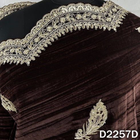 Zari Sequins Embroidered Crush Velvet Dupatta - D2257