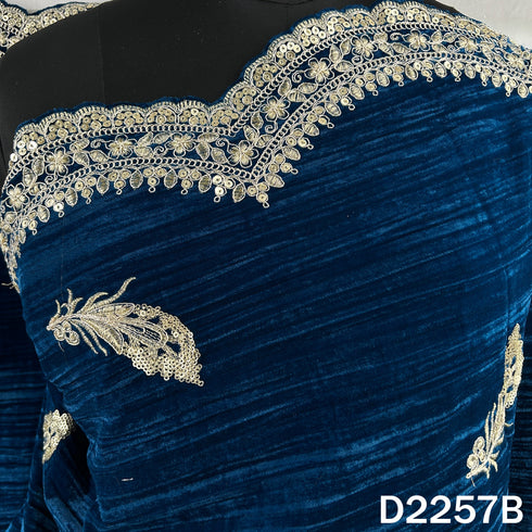 Zari Sequins Embroidered Crush Velvet Dupatta - D2257