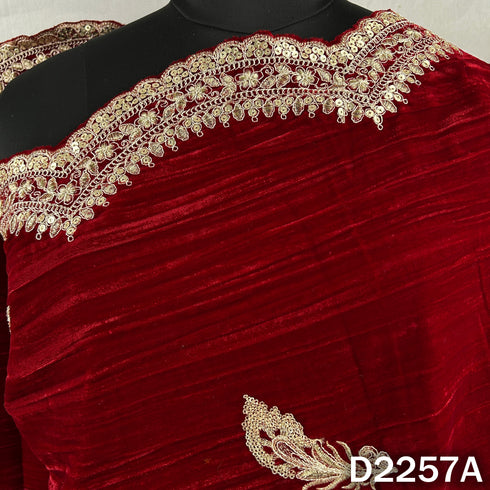 Zari Sequins Embroidered Crush Velvet Dupatta - D2257
