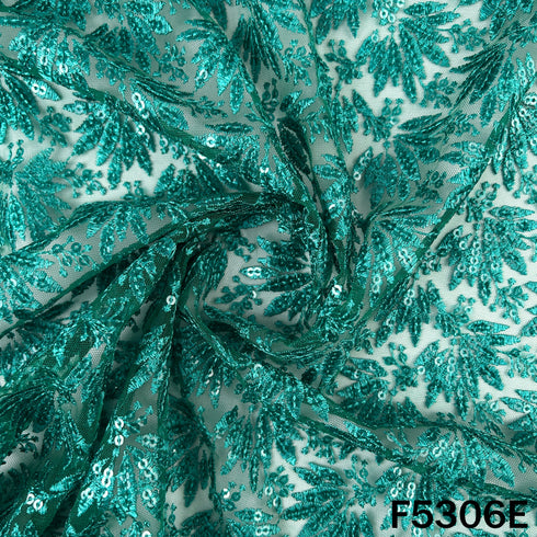Thread Sequins Embroidered Net Fabric - F5306