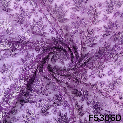 Thread Sequins Embroidered Net Fabric - F5306