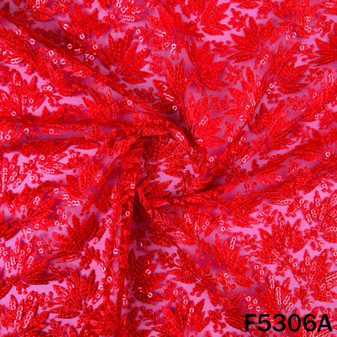 Thread Sequins Embroidered Net Fabric - F5306