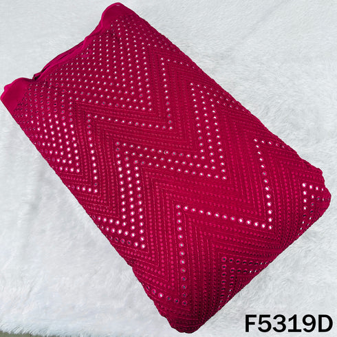 Thread Embroidered Mirror Wok Georgette Fabric - F5319