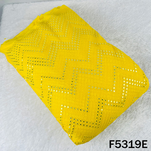 Thread Embroidered Mirror Wok Georgette Fabric - F5319