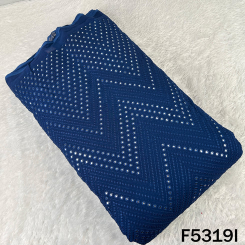 Thread Embroidered Mirror Wok Georgette Fabric - F5319