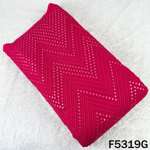 Thread Embroidered Mirror Wok Georgette Fabric - F5319