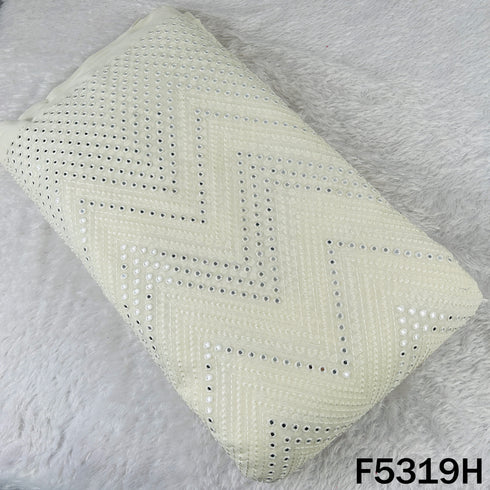 Thread Embroidered Mirror Wok Georgette Fabric - F5319