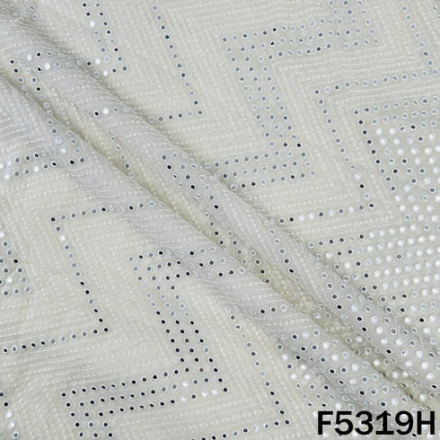 Thread Embroidered Mirror Wok Georgette Fabric - F5319