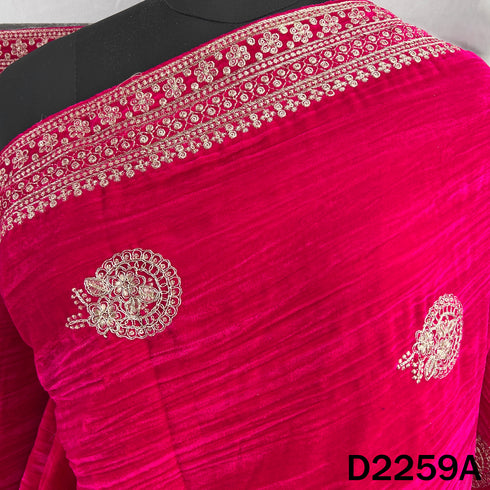 Zari Sequins Embroidered Crush Velvet Dupatta - D2259