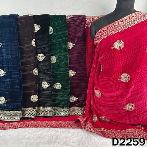 Zari Sequins Embroidered Crush Velvet Dupatta - D2259