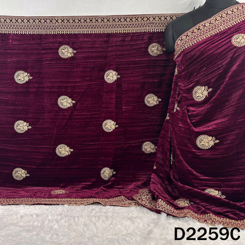 Zari Sequins Embroidered Crush Velvet Dupatta - D2259