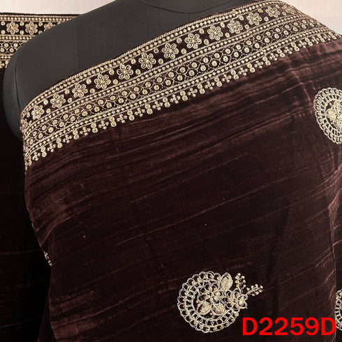 Zari Sequins Embroidered Crush Velvet Dupatta - D2259