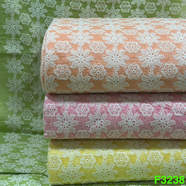 Thread Embroidered Kota Cotton Fabric-F3238