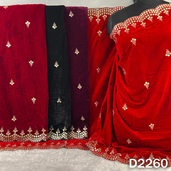 Zari Sequins Embroidered Velvet Dupatta - D2260