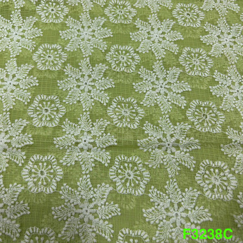 Thread Embroidered Kota Cotton Fabric-F3238