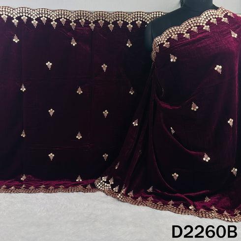 Zari Sequins Embroidered Velvet Dupatta - D2260