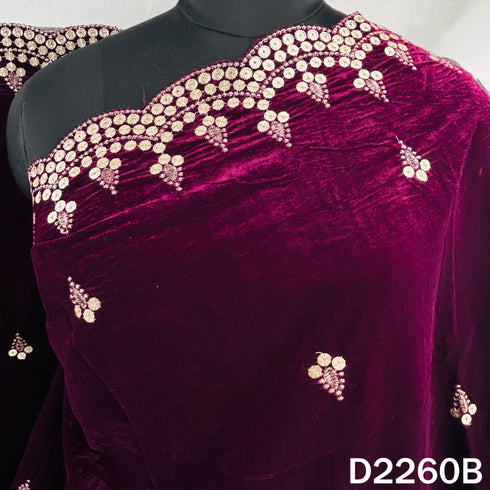 Zari Sequins Embroidered Velvet Dupatta - D2260