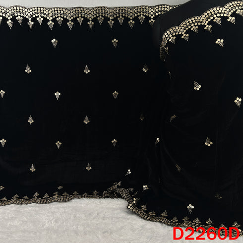 Zari Sequins Embroidered Velvet Dupatta - D2260