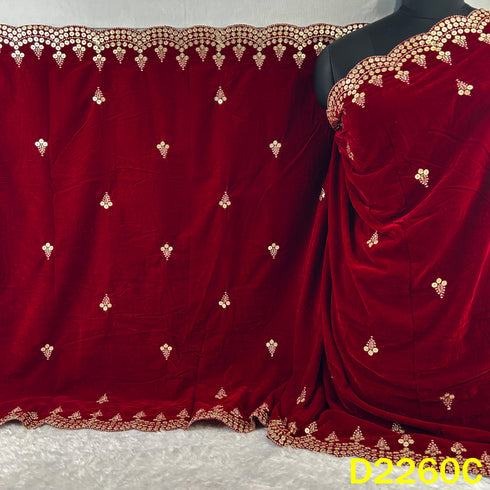 Zari Sequins Embroidered Velvet Dupatta - D2260