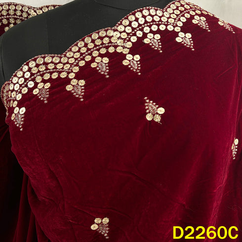 Zari Sequins Embroidered Velvet Dupatta - D2260