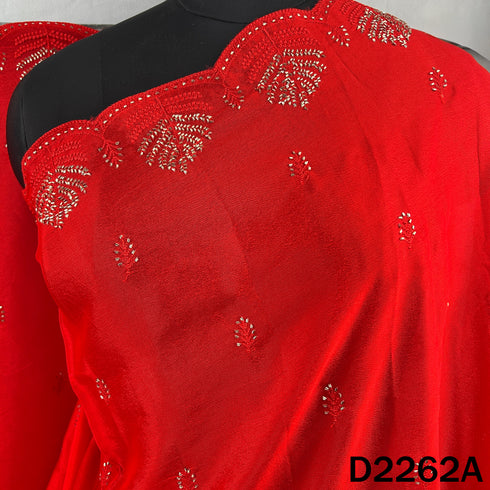 Cut Dana Thread Embroidered Chinnon Chiffon Dupatta - D2262