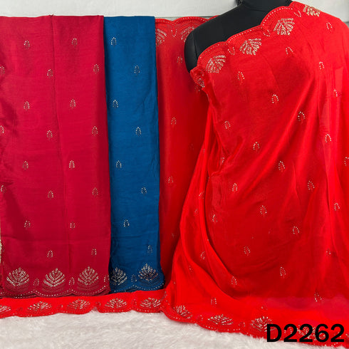 Cut Dana Thread Embroidered Chinnon Chiffon Dupatta - D2262