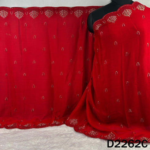 Cut Dana Thread Embroidered Chinnon Chiffon Dupatta - D2262