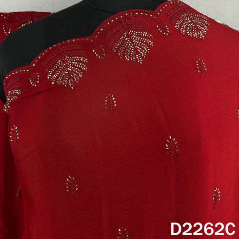 Cut Dana Thread Embroidered Chinnon Chiffon Dupatta - D2262