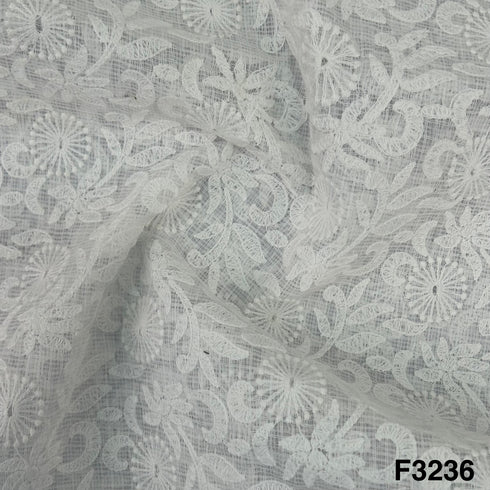 Thread Embroidered Kota Cotton Fabric-F3235