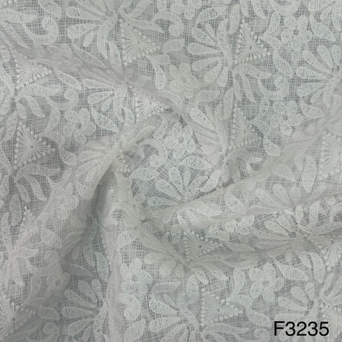 Thread Embroidered Kota Cotton Fabric-F3235