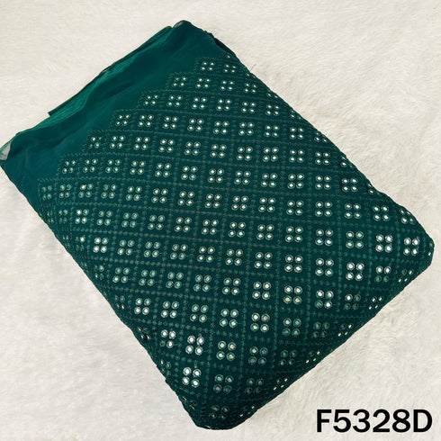 Thread Embroidered Mirror Wok Georgette Fabric - F5328