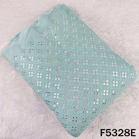 Thread Embroidered Mirror Wok Georgette Fabric - F5328