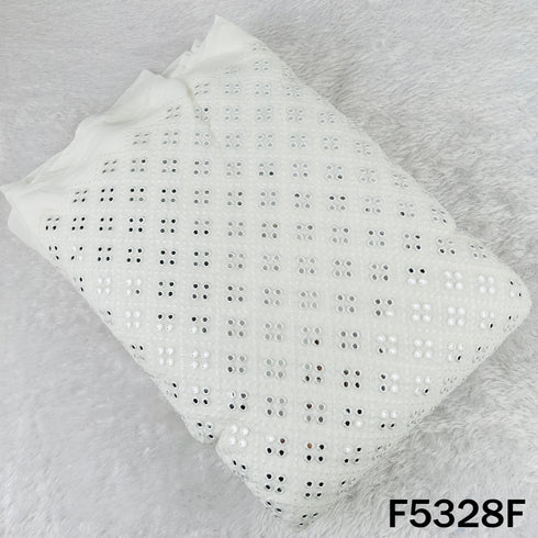 Thread Embroidered Mirror Wok Georgette Fabric - F5328