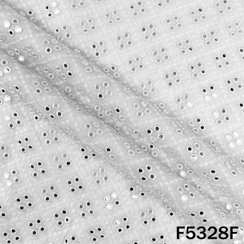 Thread Embroidered Mirror Wok Georgette Fabric - F5328