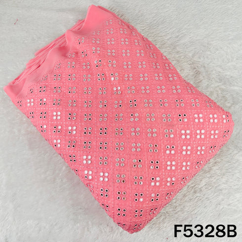 Thread Embroidered Mirror Wok Georgette Fabric - F5328