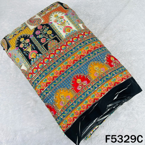 Zari Sequins Embroidered Crepe Fabric - F5329