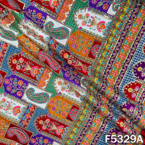 Zari Sequins Embroidered Crepe Fabric - F5329