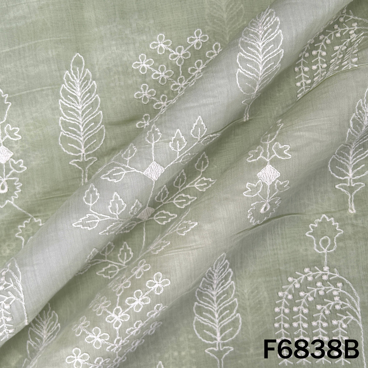 Thread Embroidered Mul Chanderi Fabric - F6838