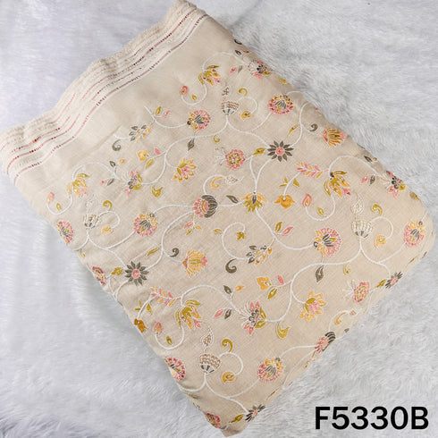 Thread Sequins Embroidered Linen Cotton Fabric - F5330