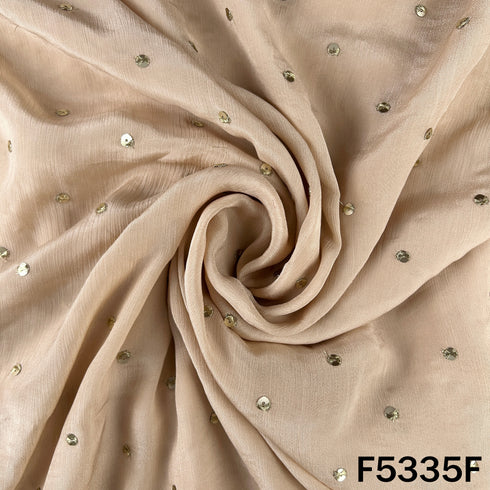 Zari Sequins Work Chinnon Chiffon Fabric - F5335