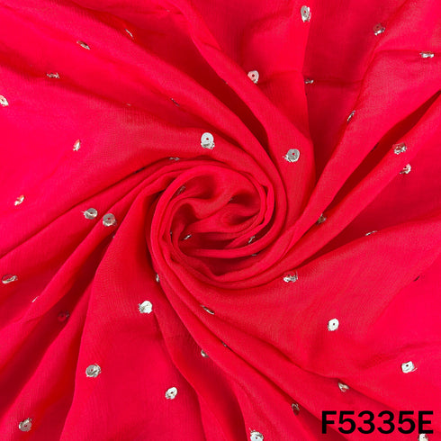 Zari Sequins Work Chinnon Chiffon Fabric - F5335
