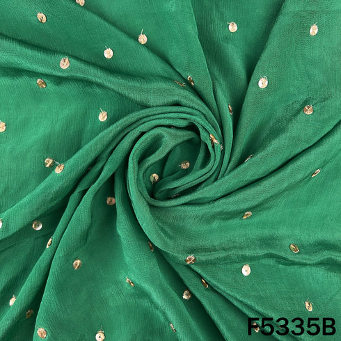 Zari Sequins Work Chinnon Chiffon Fabric - F5335