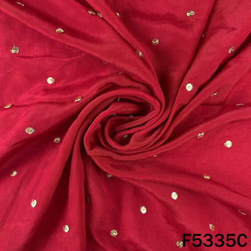 Zari Sequins Work Chinnon Chiffon Fabric - F5335