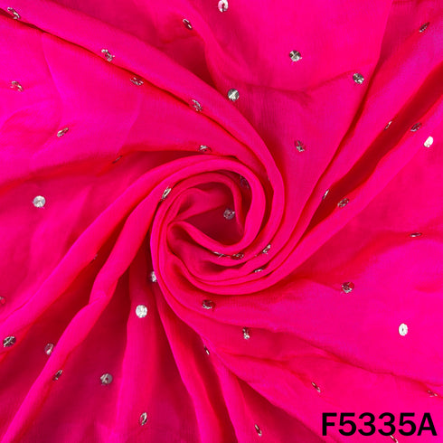 Zari Sequins Work Chinnon Chiffon Fabric - F5335